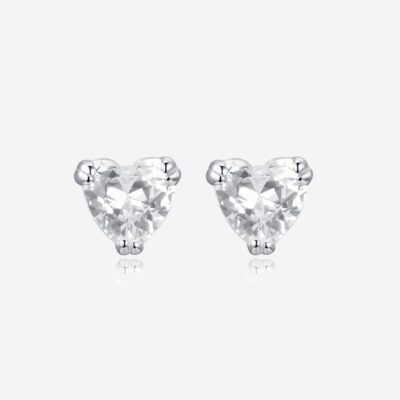cz heart stud earrings