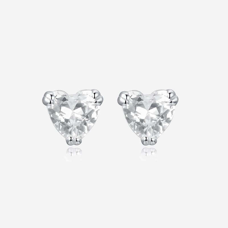 cz heart stud earrings